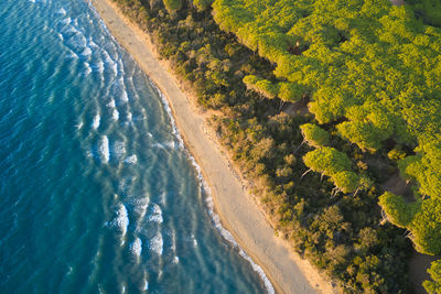 High angle view of water on beach