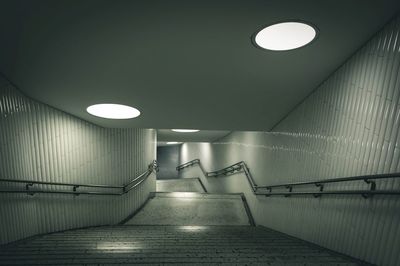 Interior of illuminated underground walkway