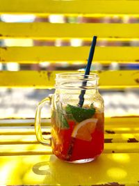 Close-up of drink on table