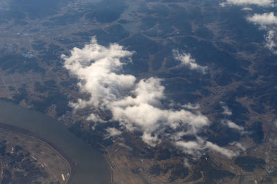 Aerial view of cloud over landscape