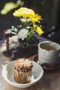 Close-up of muffin on table