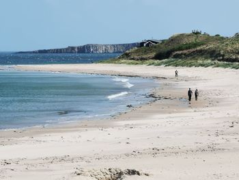 Scenic view of beach against clear sky