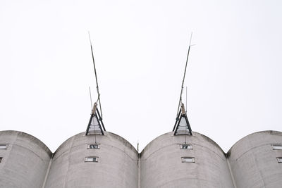 High angle view of grain store against sky