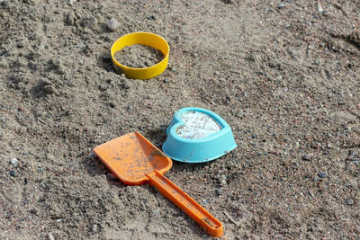 High angle view of drink on rock