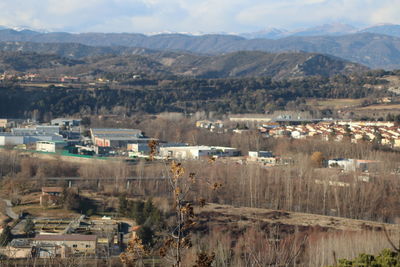 High angle view of cityscape against sky