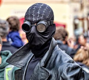 Close-up of person wearing mask