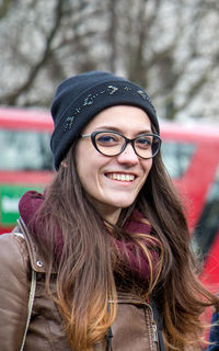 Close-up portrait of smiling woman