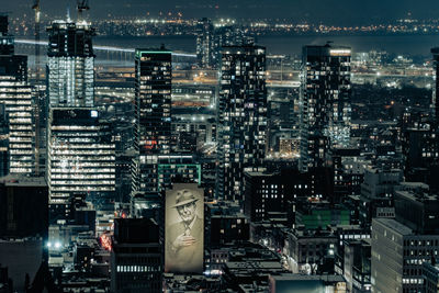 Illuminated cityscape at night