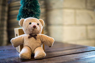 Close-up of stuffed toy on table at home