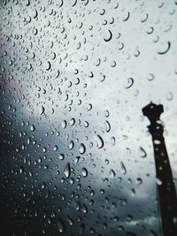 Full frame shot of raindrops on window