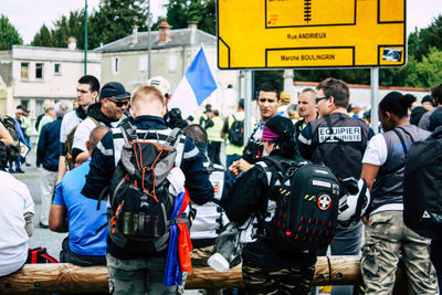 People on street in city