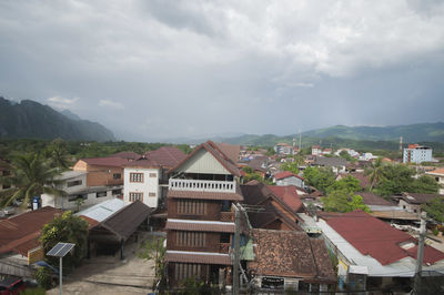 High angle view of townscape against sky