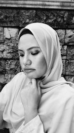 Close-up of young woman wearing hijab