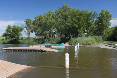 Scenic view of lake against trees