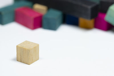 Close-up of toy over white background