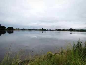 Scenic view of lake against sky