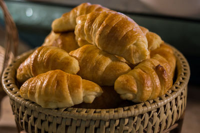 Close-up of bread in basket on table