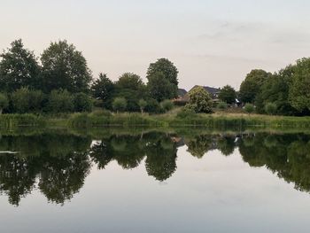 Scenic view of lake against sky