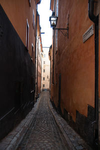 Narrow alley amidst buildings in city