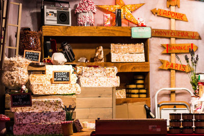Food for sale at market stall