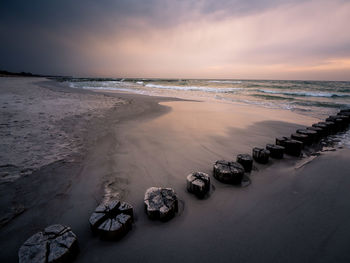 Scenic view of sea against sky during sunset