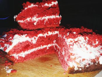 Close-up of red cake