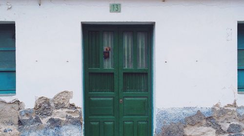 Closed door of building