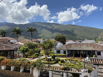 High angle view of townscape against sky. villa de leyva, colombia