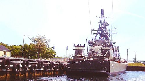 View of built structures against clear sky