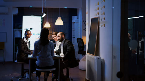 Business people studying at office