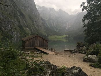 Scenic view of river and mountains