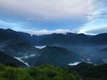 Scenic view of mountains against sky