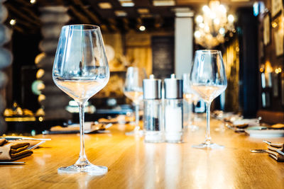 Close-up of wine bottles on table