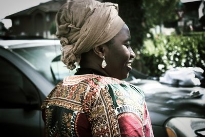 Close-up of woman looking away