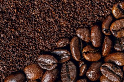 Close-up of roasted coffee beans