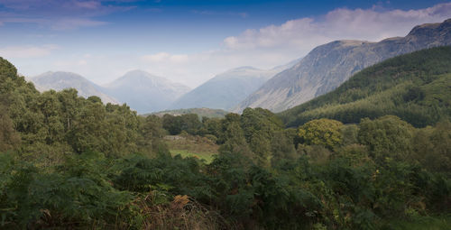 Scenic view of mountains against sky