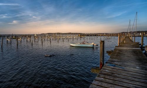 Wooden pier in sea