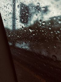 Close-up of raindrops on glass window