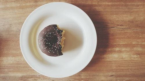 High angle view of dessert in plate on table