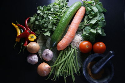 High angle view of vegetables