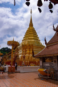 View of pagoda against cloudy sky