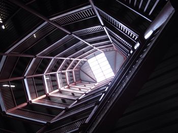 Directly below shot of spiral staircases