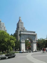 View of buildings against clear sky