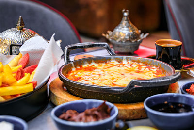 Close-up of food on table