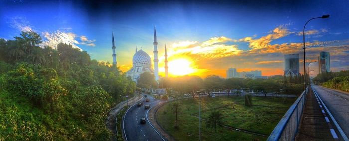 Road passing through city