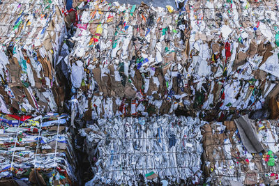 High angle view of garbage on street