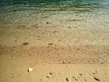 High angle view of sand on beach
