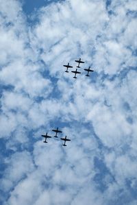 Low angle view of airplane flying in sky