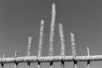 Low angle view of metal structure against clear sky