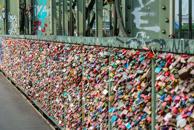 Padlocks on railing